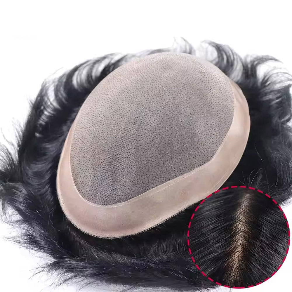100% Human Hair Toupee for Mens Hair Capillary Prothesis Durable Mono Lace Male Wig Replacement System Hairpiece Unit