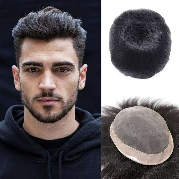 100% Human Hair Toupee for Mens Hair Capillary Prothesis Durable Mono Lace Male Wig Replacement System Hairpiece Unit