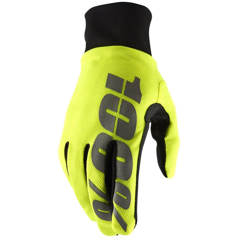 100% Hydromatic Gloves - Neon Yellow, Full Finger, Men's, Large