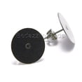 thumbnail image 1 of 100 Hypo-Allergenic 304 Grade Stainless Surgical Steel Round Flat Pad Setting Stud Post Earring Findings with Backs (14mm), 1 of 1
