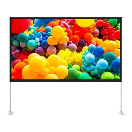 100-INCH Freestanding Projection Screen, Portable Front & Rear Projection Screen, 4K HD 16:9 Polyester Fabric Screen Outdoors and Indoors, Setup in Minutes, Suitable for Home /Theater/Presentation