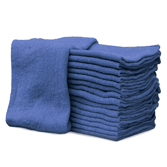 100 INDUSTRIAL SHOP RAGS / CLEANING TOWELS BLUE WITH 10 FREE SHOP TOWELS
