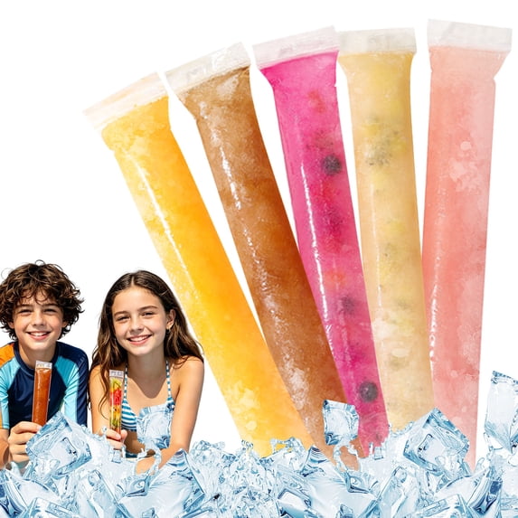 100 Ice Lolly Bags – BPA-Free Disposable Freezer Tubes with Funnel for Homemade Yogurt Pops, Fruit Juice Ice Bars & Healthy Frozen Snacks – Easy Fill, Leak-Proof, for Kids, Meal Prep & Summer Camps