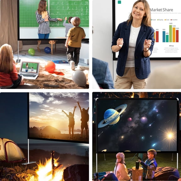 100 Inch 16:9 HD 4K Outdoor Projector Screen with Stand - Fast-Folding Portable Movie Screen for Home Theater
