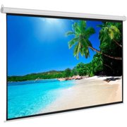 100-Inch Manual Pull Down Projector Screen - Wall and Ceiling Projector Screen with 160 Degrees Viewing Angle - 43 Adjustable Widescreen with Shelf-Lock System Matte White