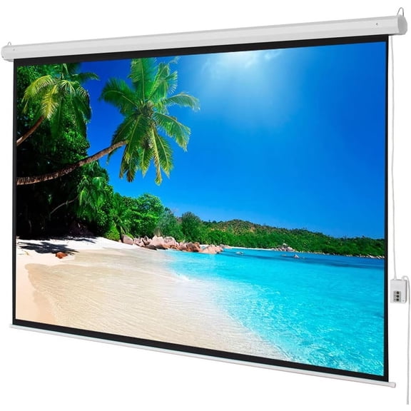 100-Inch Motorized Projector Screen with Remote Control -  Wall and Ceiling Projector Screen with 160 Degrees Viewing Angle - 80"x60" Viewing Area with 4:3 Aspect Ratio Matte White
