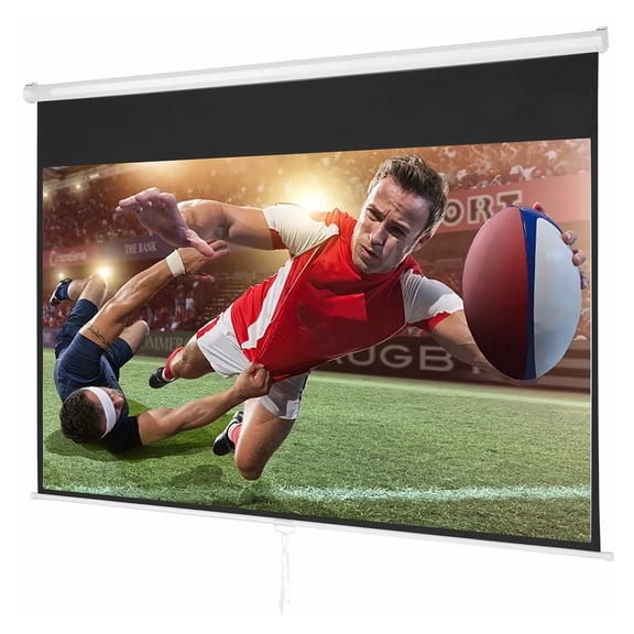 100 Inch Projector Screen, 16:9 HD 4K Retractable Projector Screen, Portable Pull Down Movie Screen for Home Theater & Office