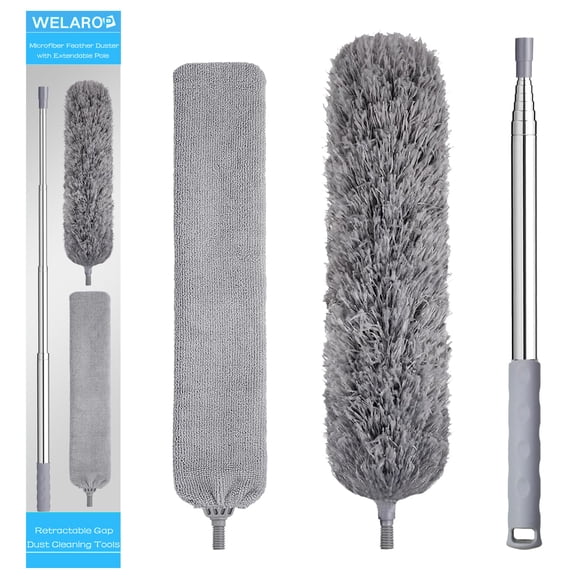 100-Inch Retractable Furniture Duster with Washable Head - Extendable Gap Cleaner for Under Sofa, Bed, Appliances & Ceiling Fan, Cobweb & Dust Removal Tool