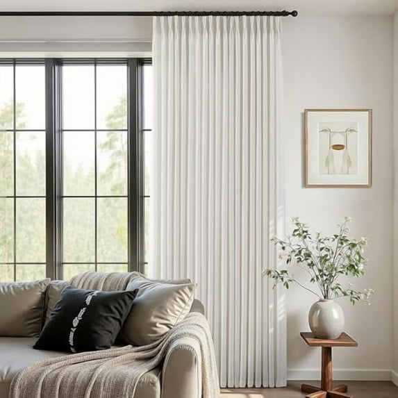 100 Inch Wide Pinch Pleated Linen Curtains 105 Inches Long for Living ...