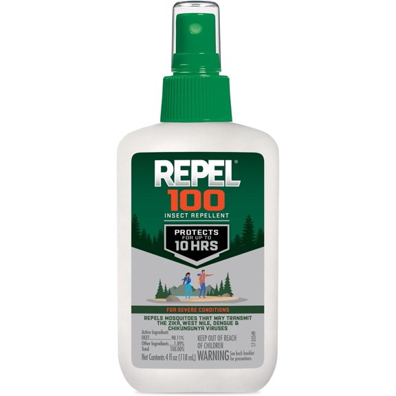 100 Insect lent, 4 Ounces, With DEET, 10-Hour Protection Long-Lasting Insect lent Pump Spray s Mosquitoes, Ticks, Gnats, Biting Flies, Chiggers And Fleas