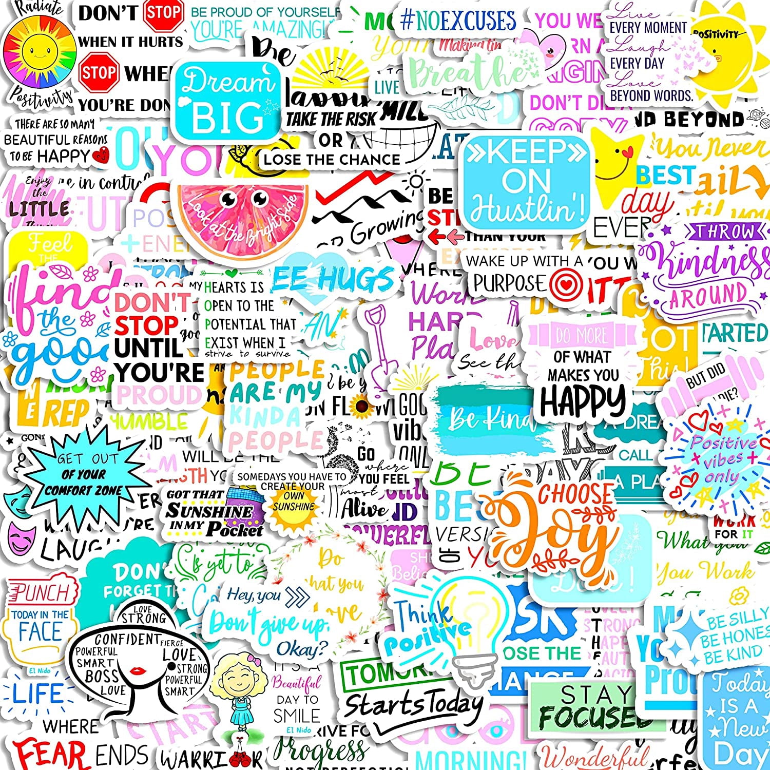100 Inspirational Waterproof Stickers for Adults & Teens - Suitable for ...