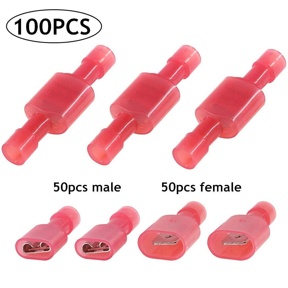 100× Insulated Male Female Quick Disconnect Terminal AWG22-18 Wire Connector  kit - Walmart.com, image size:1000x1000
