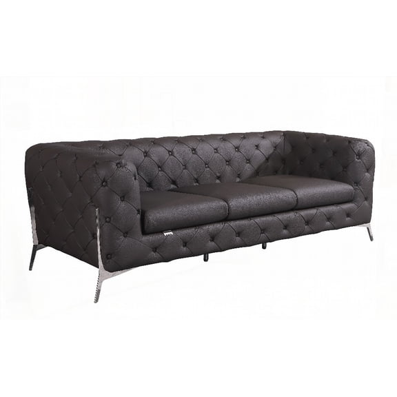 100% Italian Leather Upholstered Sofa by Global United, Featuring Kiln-dried Hardwood Frame