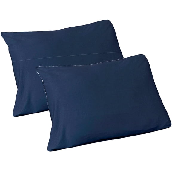 100% Jersey Knit Cotton, 2 Standard Pillow Case-Navy