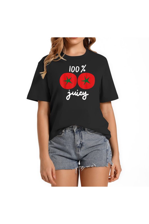 100% Juicy Tomatoes Women's Cute Tops: Stand Out in the Crowd with Unique Graphic Tee