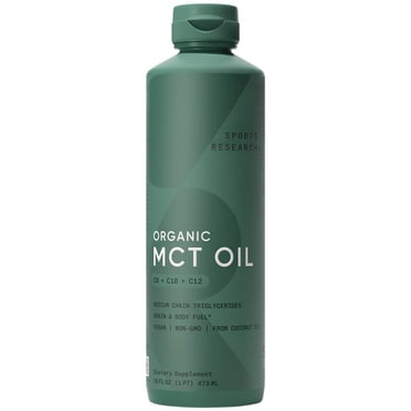 Sports Research® 100% Keto MCT Organic Oil - Fatty Acid Fuel Triple Ingredient C8 C10 C12 (16oz)