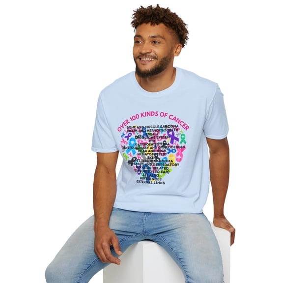 100 Kinds of Cancer - Awareness Ribbon Heart Design Unisex Shirt