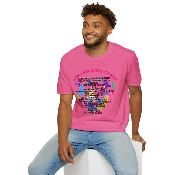 100 Kinds of Cancer - Awareness Ribbon Heart Design Unisex Shirt