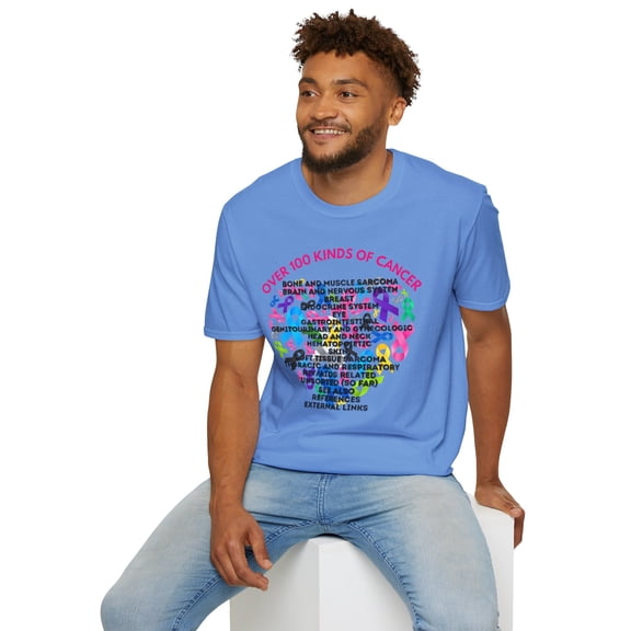 100 Kinds of Cancer - Awareness Ribbon Heart Design Unisex Shirt