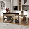 thumbnail image 1 of 100" Kitchen Island with Extendable Dining Table for 6-8, Oversized Rolling Kitchen Storage Cart with Charging Station, 3 Drawers and Open Shelves for Dining Room, Espresso, 1 of 9