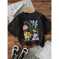 [100% Knit Floral Tee] Floral Graphic Print Women's T-Shirt | 100% Knit ...