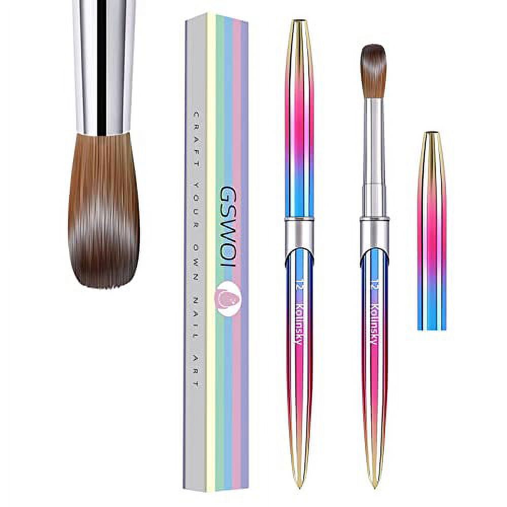 100 Kolinsky Acrylic Nail Brush,3D Pure Handmade Round Shape (Size 8