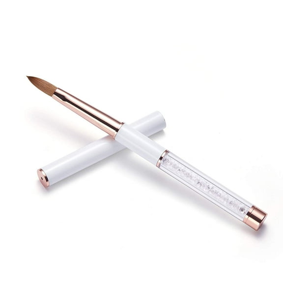 100% Kolinsky Acrylic Nail Brush White Crystal Handle Crimped Size #6