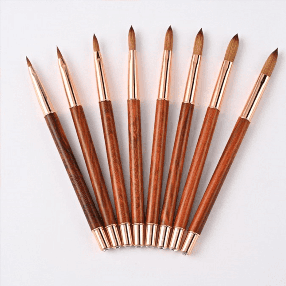 100% Kolinsky Acrylic Nail Brush Wood With Cap Crimped Nail Art Pen Size #6