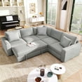 thumbnail image 1 of 100'' L-Shaped Pull Out Sofa Bed, Modern Convertible Sleeper Couch with Thick Backrest, Cushions and 3 Pillows, 4-seater Sleeper Sofa Suitable for Living Room Apartment, 1 of 8