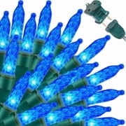 100 LED 21.6FT Christmas M5 LED Holiday Lights Professional Grade Indoor Outdoor Diamond Cut Sparkle Strings Light for Home Decorations and Christmas Trees - Blue