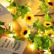 100 LED Artificial Sunflower String Lights, 32.8FT Sunflower Garland With Lights Battery Operated Flower Fairy String Lights For Bedroom Wedding Birthday Party Home Garden Decor