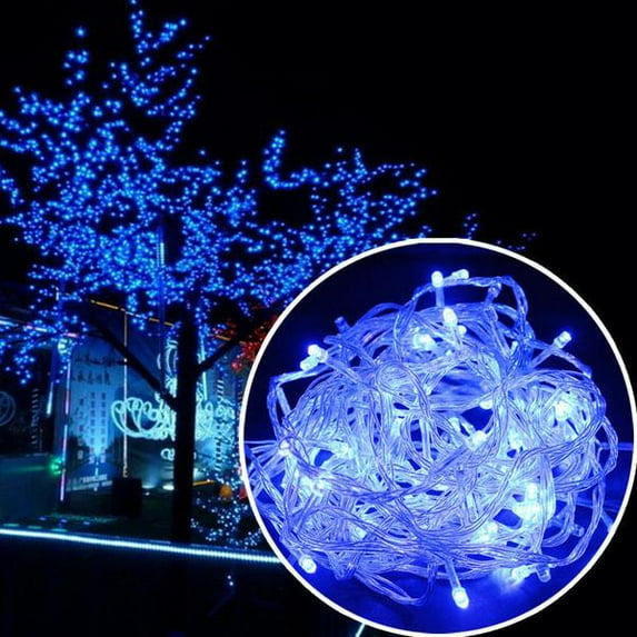 100 LED BLUE Fairy String Lights Lamp for Xmas Tree Holiday Wedding Party Decoration Halloween Showcase Displays Restaurant or Bar and Home Garden - Control up to 8 modes Battery Powered