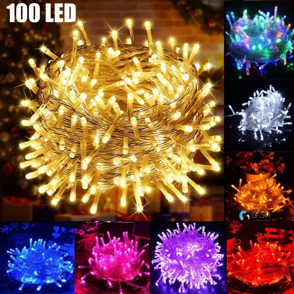 100 LED Christmas String Lights, 33FT Twinkle Fairy Lights with 8 Modes, Waterproof Indoor Outdoor Holiday Decorations for Tree, Wedding & Party & Halloween Multi-colored