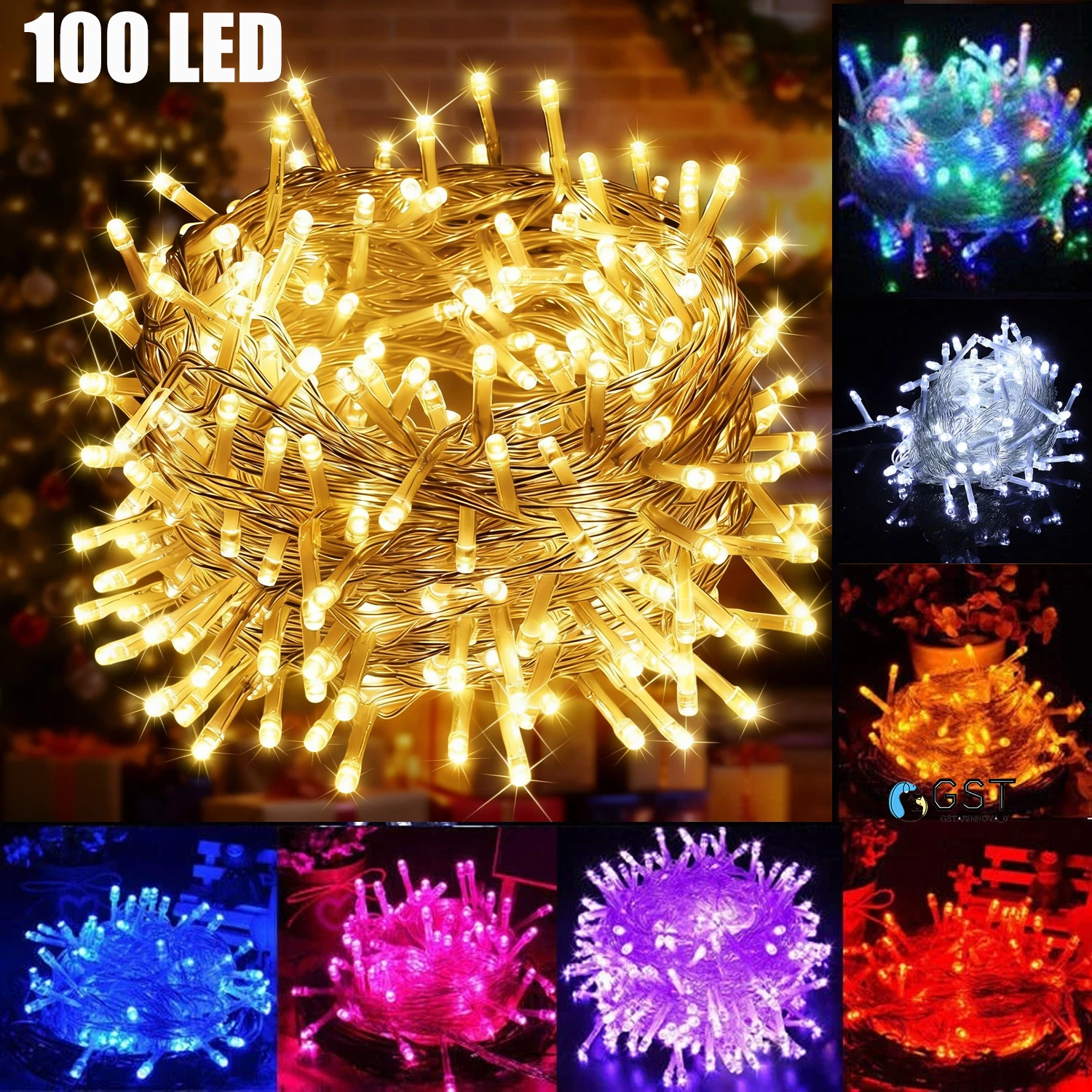 100 LED Christmas String Lights, 33FT Twinkle Fairy Lights with 8 Modes ...