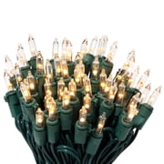 612 Vermont 100 LED Clear Twinkle Christmas Lights on Green Wire, UL Approved For Indoor and Outdoor Use, 24.75  Lighted Length, 25.4  Total Length