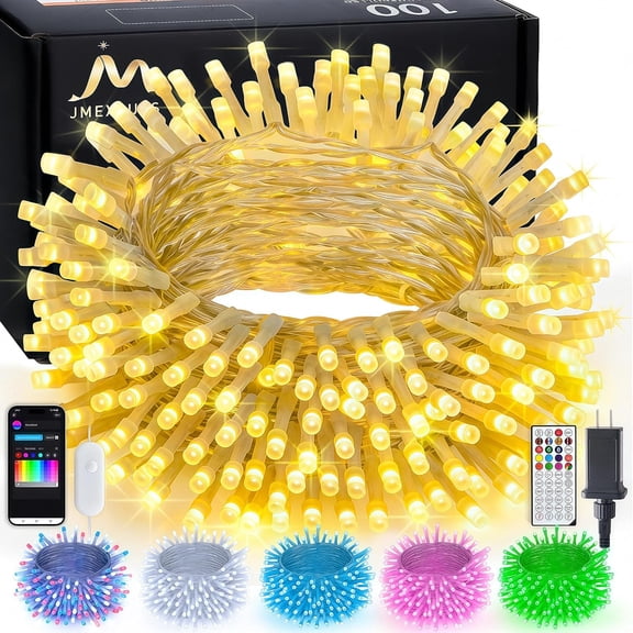 100 LED Color Changing String Lights, 33ft String Lights Indoor with Remote & APP, Clear Wire Smart Twinkle Christmas Light Plug in for Daily Easter Independence Day Halloween Xmas