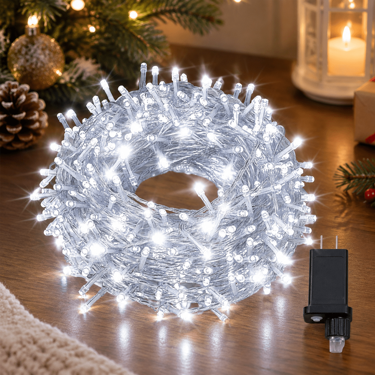 Spring String Lights Plug In 100 LED Cool White Fairy Lights, 33ft Plug-in String Lights, 8 Modes ...