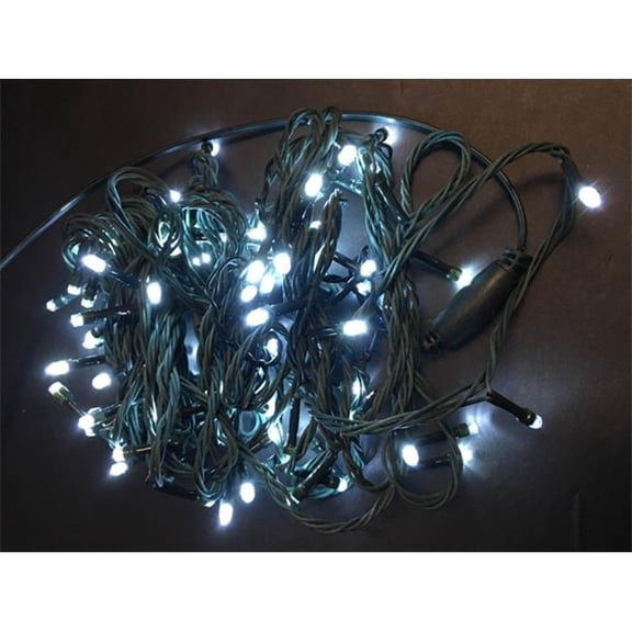 100 LED Green Cable String Light - White