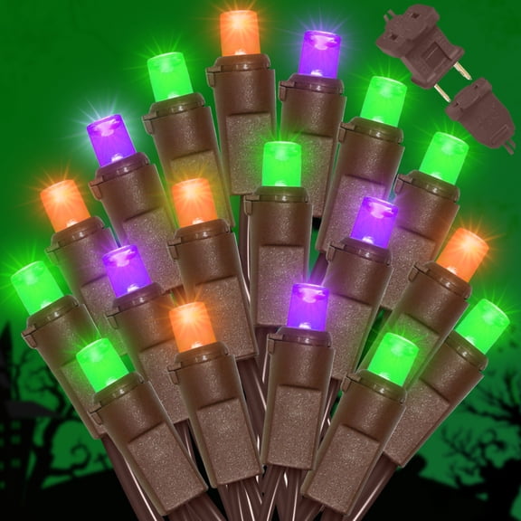 100 LED Orange-Purple-Green String Lights - 21.6FT Mini Indoor/Outdoor Lights, UL Certified for Halloween, Christmas, Party, Wedding, Independence Day Decor
