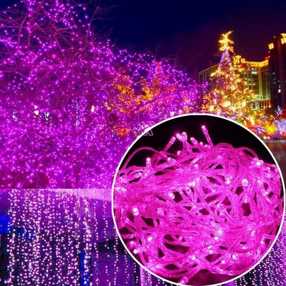 100 LED PINK Fairy String Lights Lamp for Xmas Tree Holiday Wedding Party Decoration Halloween Showcase Displays Restaurant or Bar and Home Garden - Control up to 8 modes Battery Powered