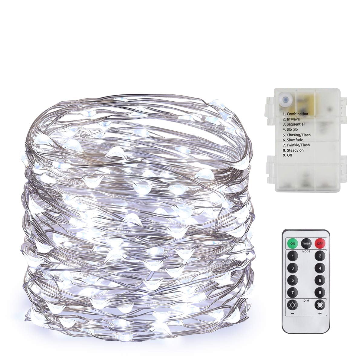 100 LED Rope Lights 33ft Battery Operated String Lights 8 Mode