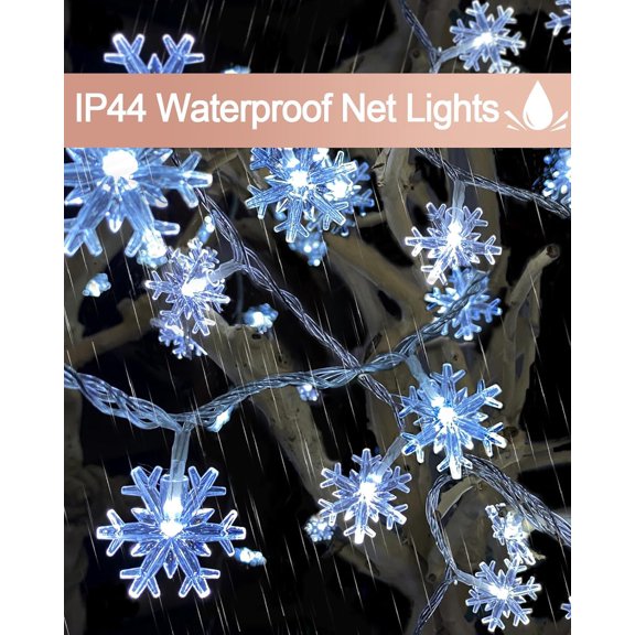 100 LED Snowflake Lights, 32ft Snowflake Fairy String Lights, 8 Modes Plug in Christmas String Lights, Waterproof Xmas Light for Indoor Christmas Decorations, White$$Home Decor, Kitchen, & Other