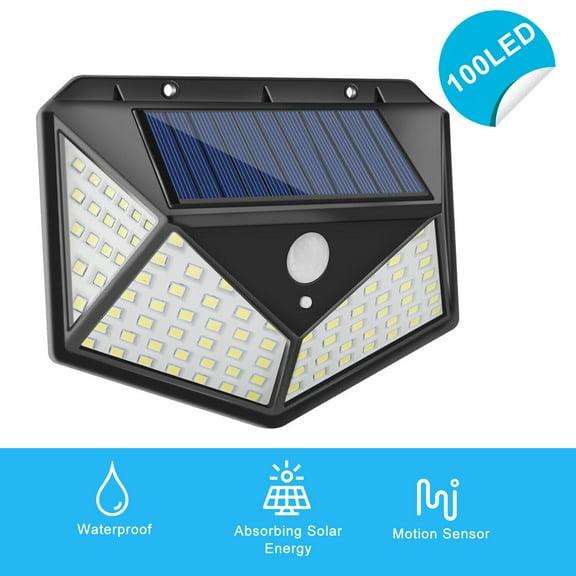 100 LED Solar Power PIR Motion Sensor Light Outdoor Garden Path Waterproof Lamp 8-10 Meters 120 Degrees