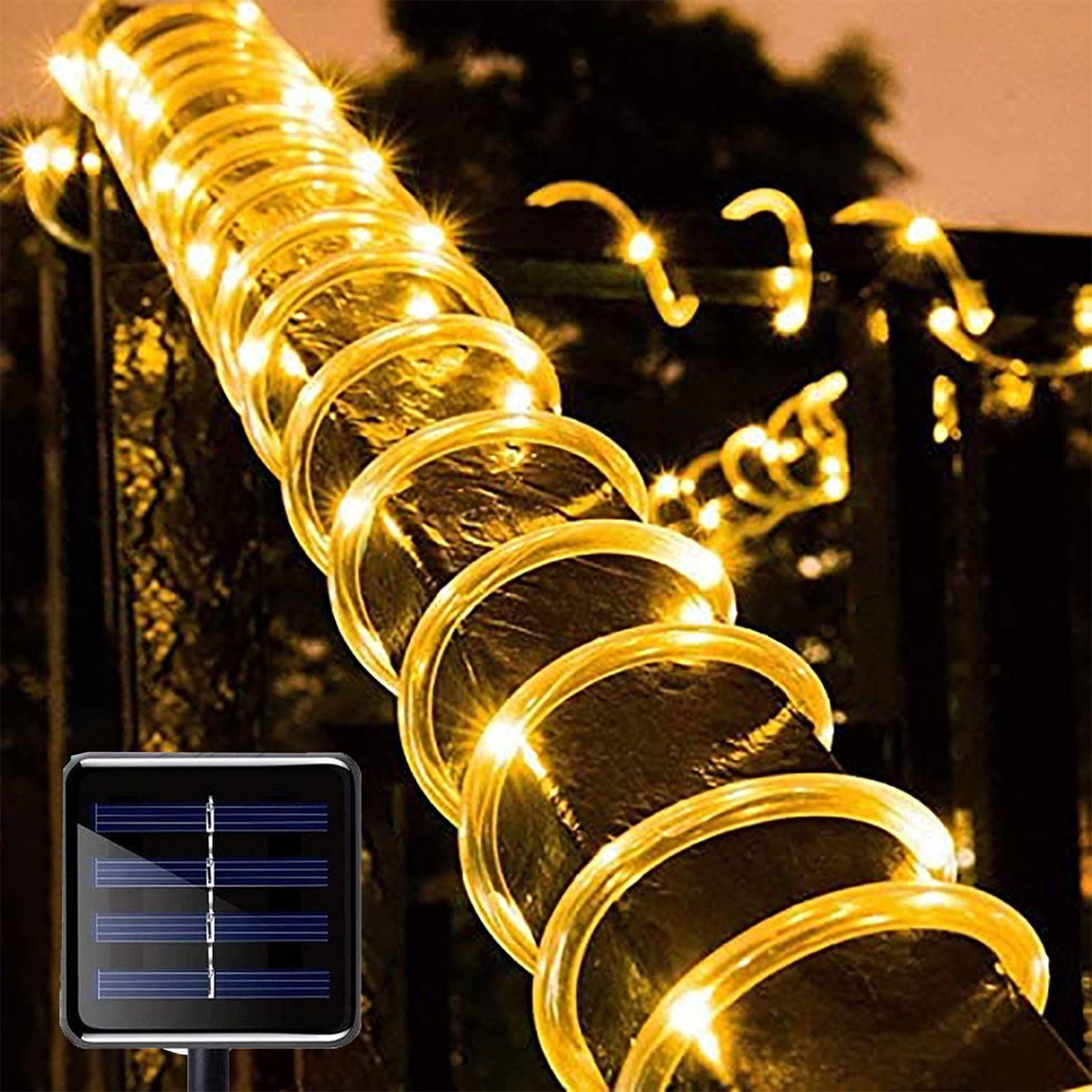 100 LED Solar Rope Light with Light Sensor, Remote Control, Waterproof