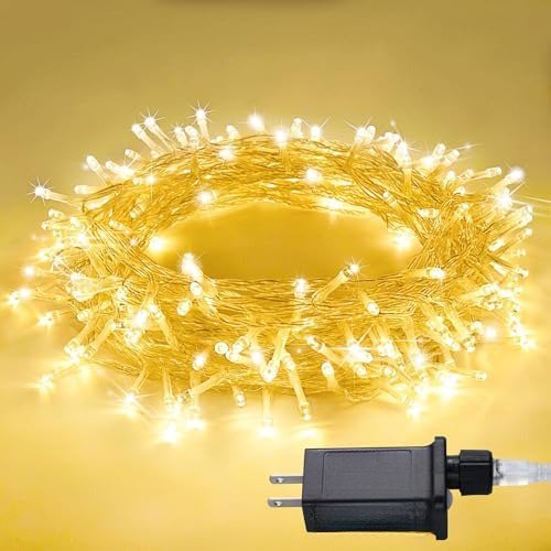 100 LED String Lights Indoor Bedroom, 8 Modes Warm White Christmas Lights Plug in, 33ft Connectable Room Fairy Twinkle Light Outdoor for Mirror Room Home Garden Xmas Tree