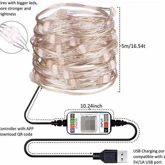 100 LEDs RGB Smart IC Fairy Lights, [APP & Remote Control] 33FT/10M Multicolor String Lights Indoor, USB Powered & IP65 Waterproof, Christmas Light Decoration for Outdoor, Christmas, Bedroom
