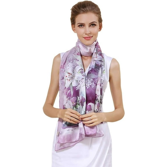 100% Large Silk Feeling Scarf -Women's Lightweight Long Silky Scarf Sunscreen Shawl Wrap Neck Scarf Gift Packaged Silk Long Mulberry Scarf
