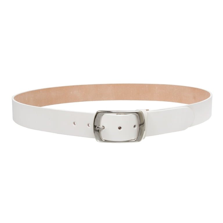 100% Leather Casual Belt with Center Bar Oval Buckle - Snap  display picture 1