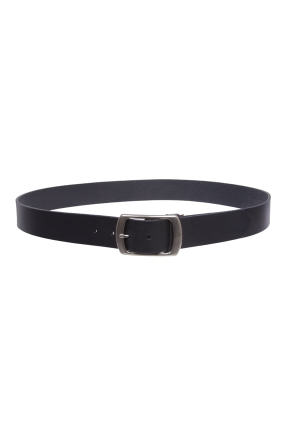 100% Leather Casual Belt with Center Bar Oval Buckle - Snap-On, 1.5" Wide, Big & Tall