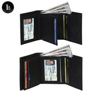 100% Leather Tri-fold Credit Card Mens Wallet Black 961107 C